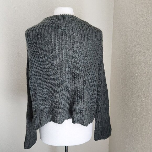 Wooden Ships Long Sleeve Mohair Wool Boxy Sweater Womens Sz Small Olive Green - Picture 2 of 11